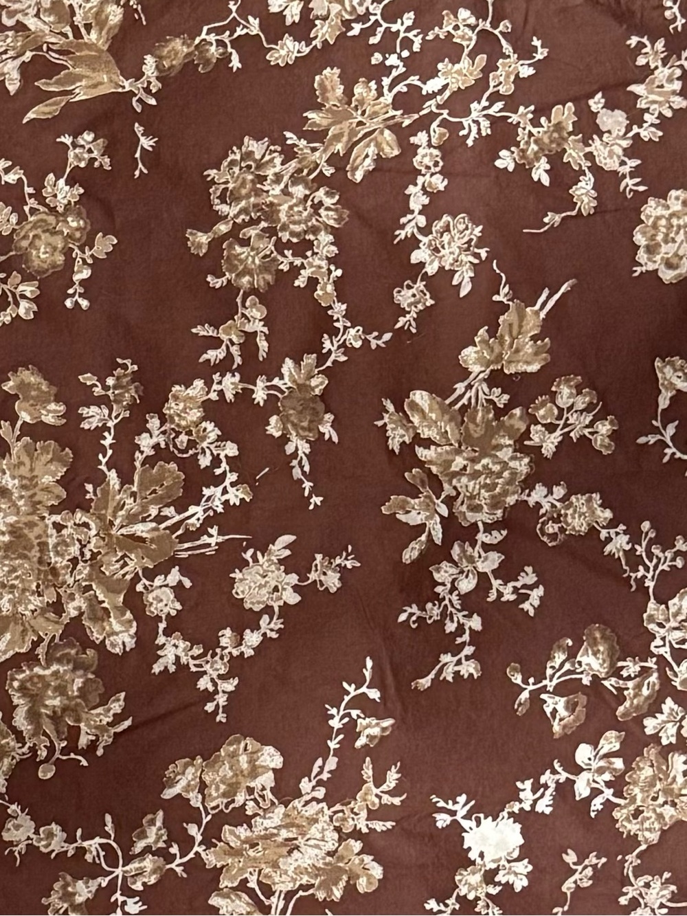 Bohemian Two-Tone Floral V-Neck Peasant Blouse - Brown & Cream Size 2X GUC - Picture 6 of 6